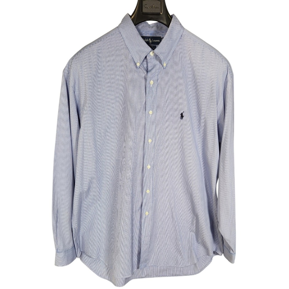 Ralph Lauren Blake XXL Blue Check Button Down Shirt Cotton Pony Logo